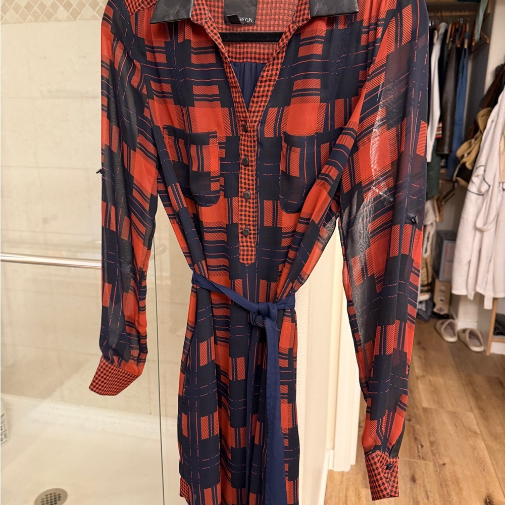 Greylin Red and Blue Geometric Dress